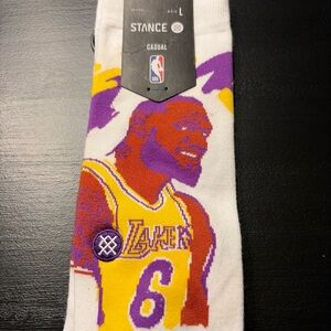 LeBron James Socks by Stance with Purple and Yellow Graphic new